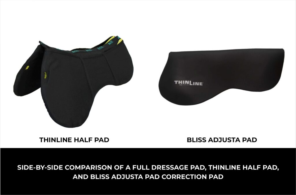 SADDLE PAD TYPES FULL PAD THINLINE HALF PAD BLISS ADJUSTA PAD CORRECTION COMPARISON AUSTRALIA